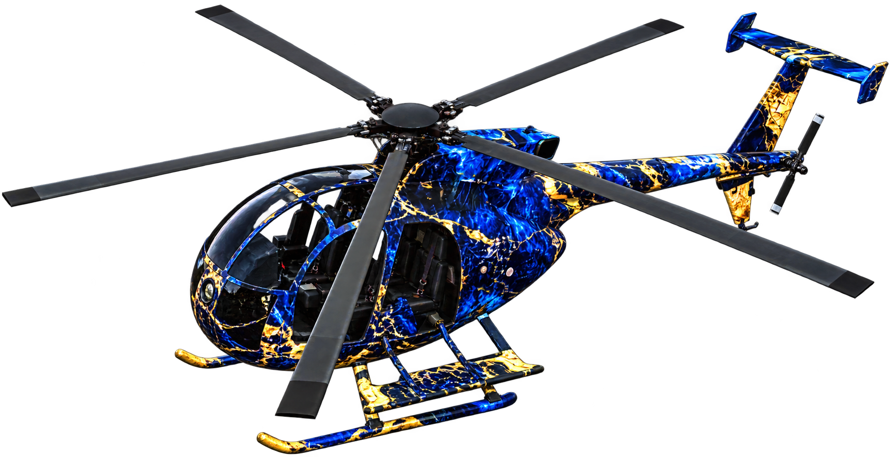 Covering Bleu et Or — Hélico MH-6